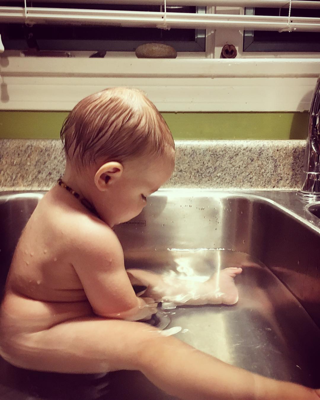 Oh baby boy how do you already fill up this sink??? 😐