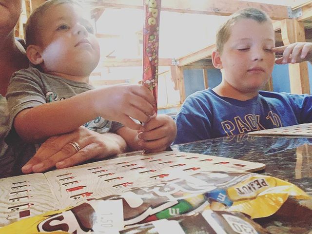 Lucas crushing his first shot at candy bar BINGO... James isn’t psyched 🤣