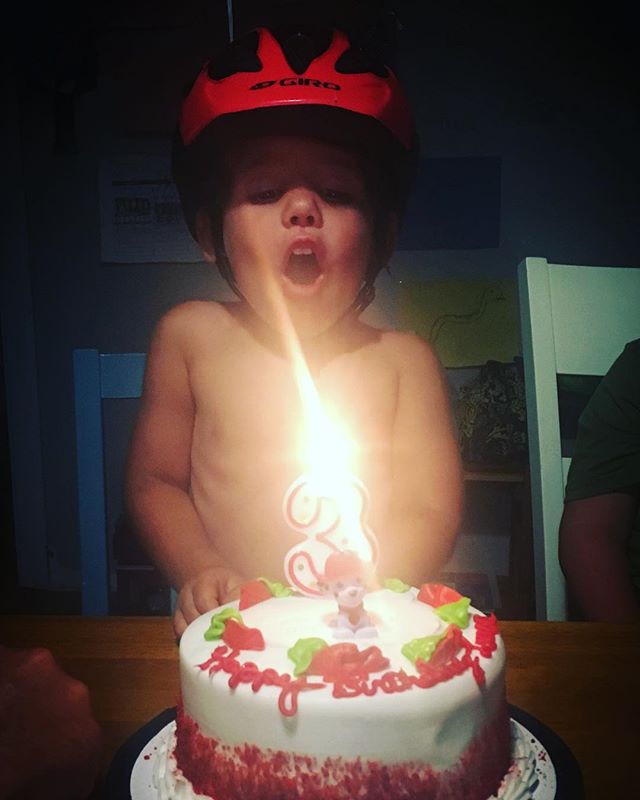 Happy 3rd Birthday to this little spitfire! Wondering how many more weeks of wearing this “fire bike helmet” we have ahead of us. 🤣❤️