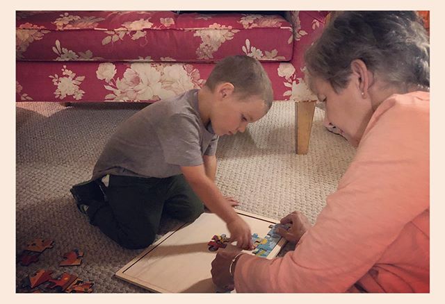 Can’t get enough puzzles done in 24 hours this kid 💙 with his favorite puzzle partner